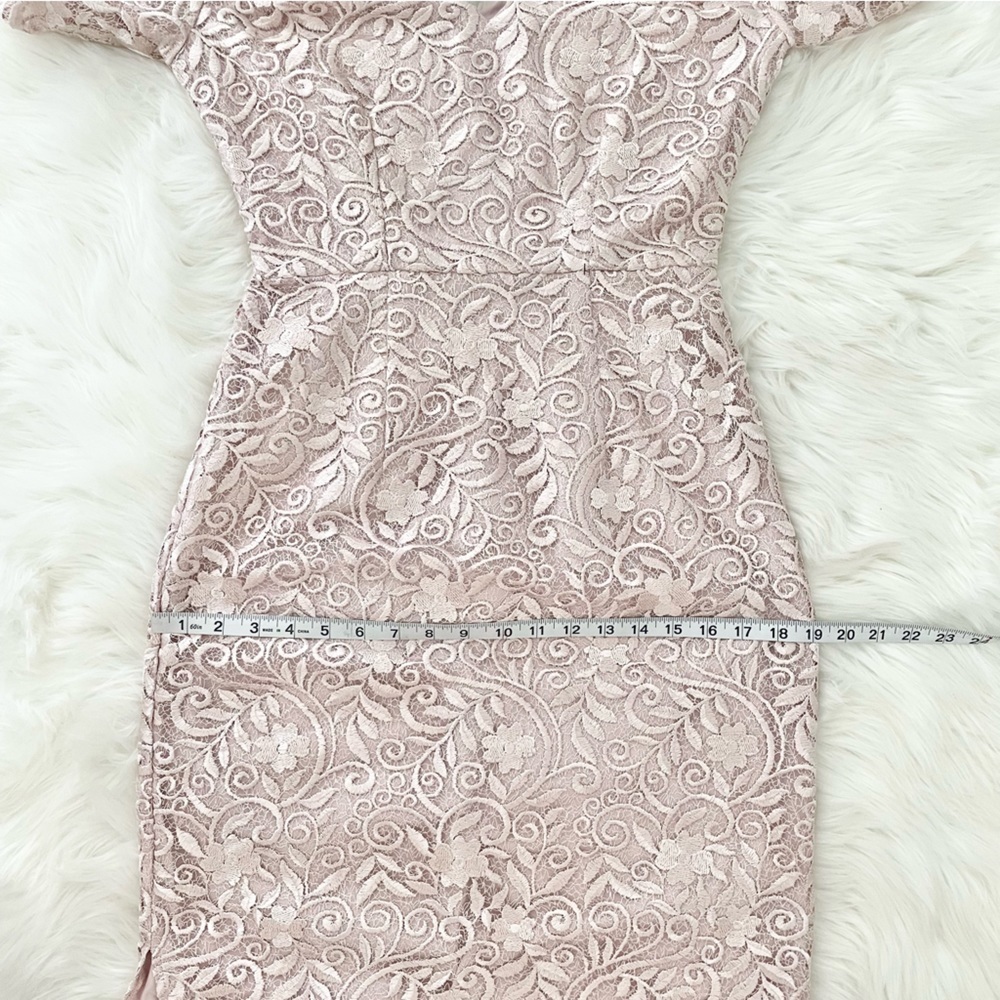 JS COLLECTIONS RIVER PUFF SLEEVE COLUMN GOWN NEW Size 4 Blush - Picture 4 of 15